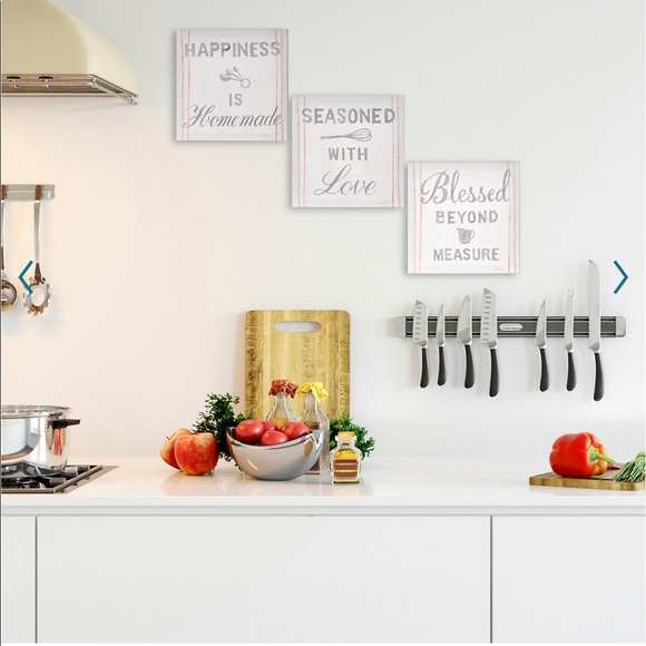 NEW Kitchen Canvas Art Happiness Love Blessed 8” x 8” Set of 3 - Picture 3 of 14